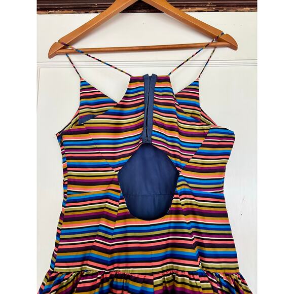 Tracy Reese Multicolor Striped Silk Party Cocktail Dress— Size XS / Small - Picture 3 of 6